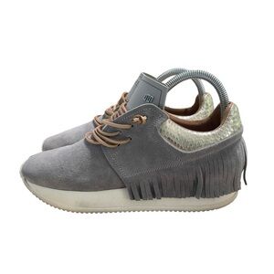 ESSEUTESSE Fringe Silver Leather Sneakers Shoes Made in Italy Womens 36 6 US